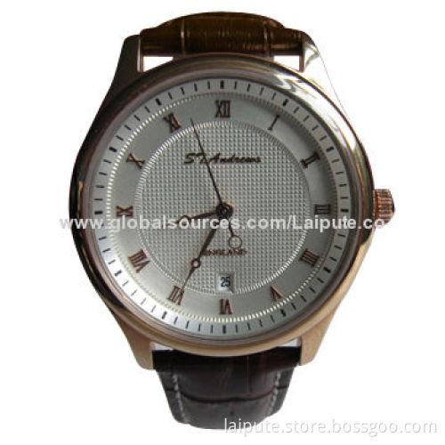 2014 New Japan Movement Men's Wrist Watch, Stainless Steel/Back Alloy Case and Genuine Leather BandNew